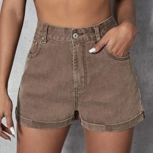 Brown high waisted shorts